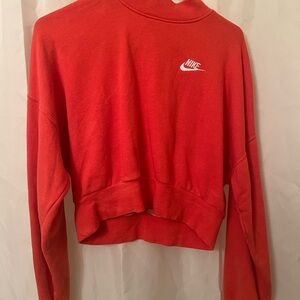 Nike Red Boxy Crop Hoodie Long Sleeve